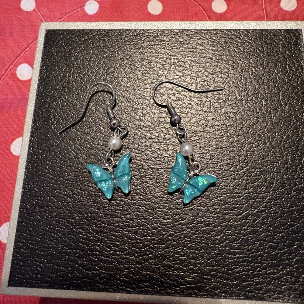 Elegant Butterfly Earrings in Teal